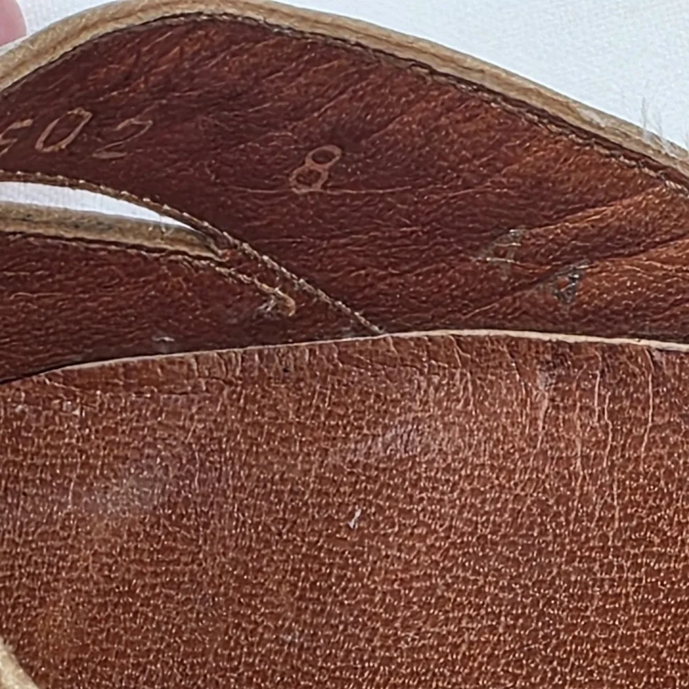 VTG I Miller Taupe‎ Leather T-Strap Heels Size 8 AA Narrow 3.5